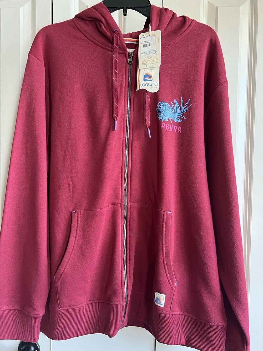 Laguna "Find Your Chill" Raspberry Colored Zip Up Hoodie Mens XL NEW